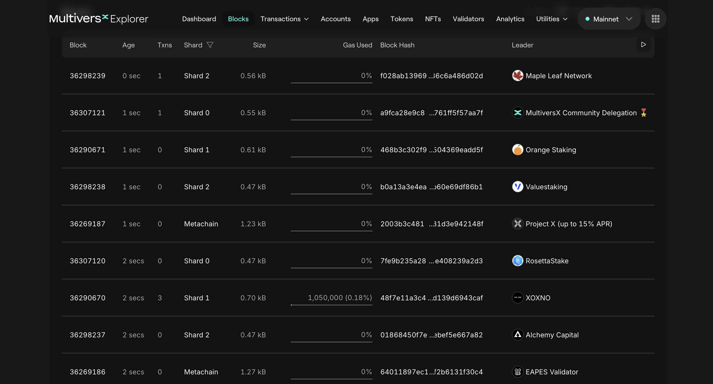 Blocks on MultiversX