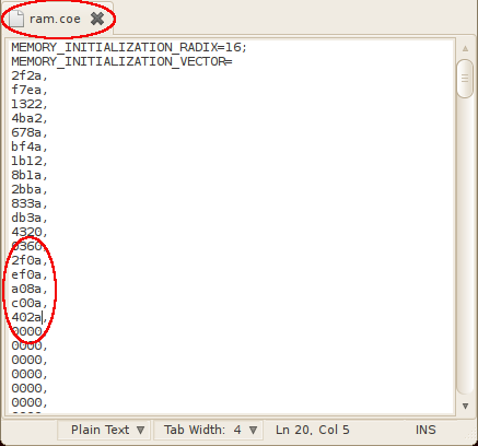 Fișierul ram.coe