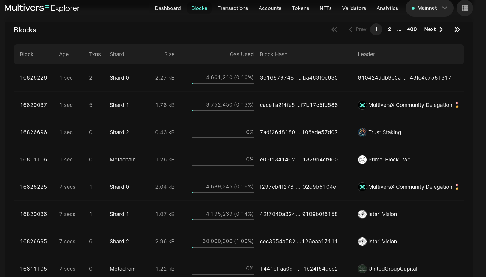 Blocks on MultiversX