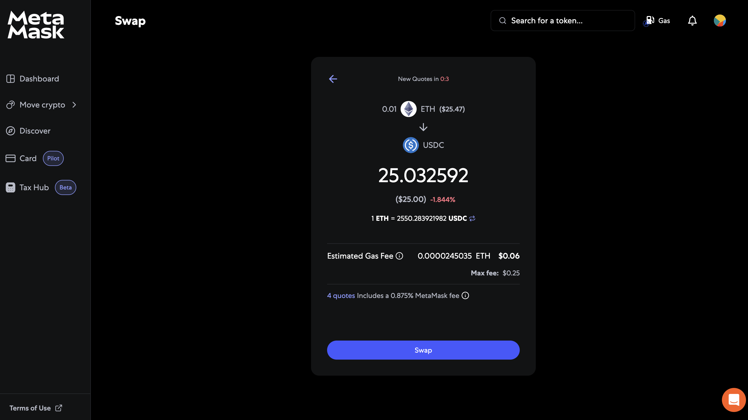 Metamask Swap