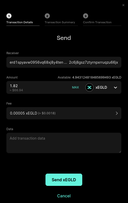 Send tokens