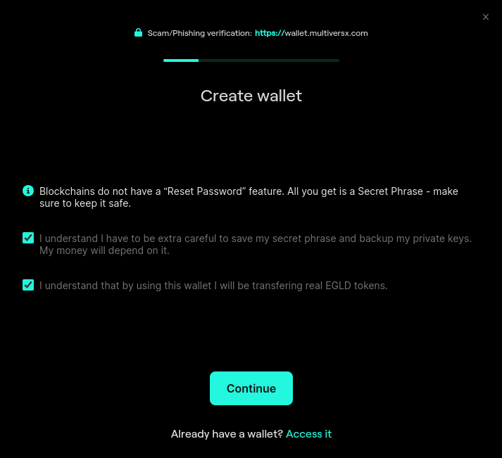 Create Wallet